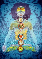 Image showing figure with 7 yogic chakras